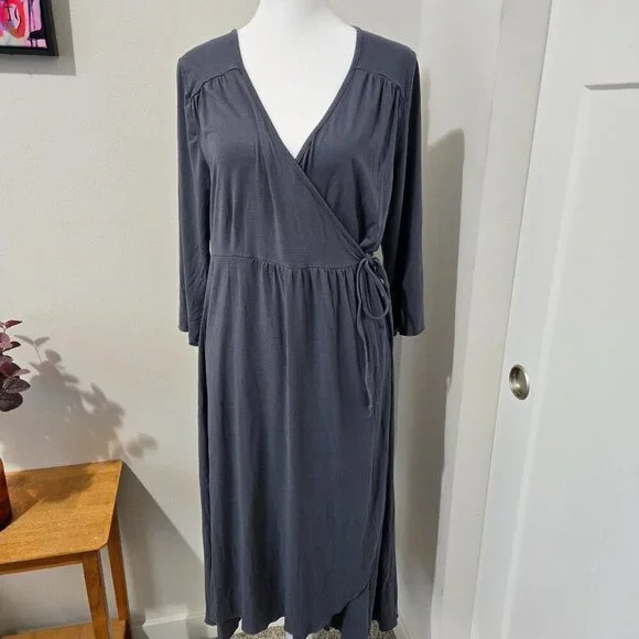 NWT Fresh Produce Midi Wrap Me Up Dress Oyster (med Gray) - Sz XL - Picture 1 of 11